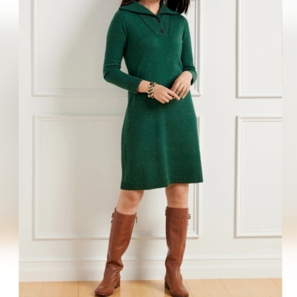Talbots Supersoft Johnny Collar Sweater Dress - Tweed Size Large - Picture 1 of 8